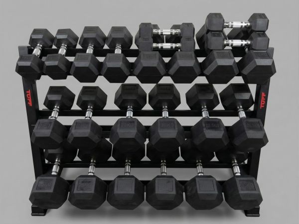 HX-1 Professional Hexagonal Dumbbell Set (2.5 – 30 kg) + HX-1 3-Tier Rack